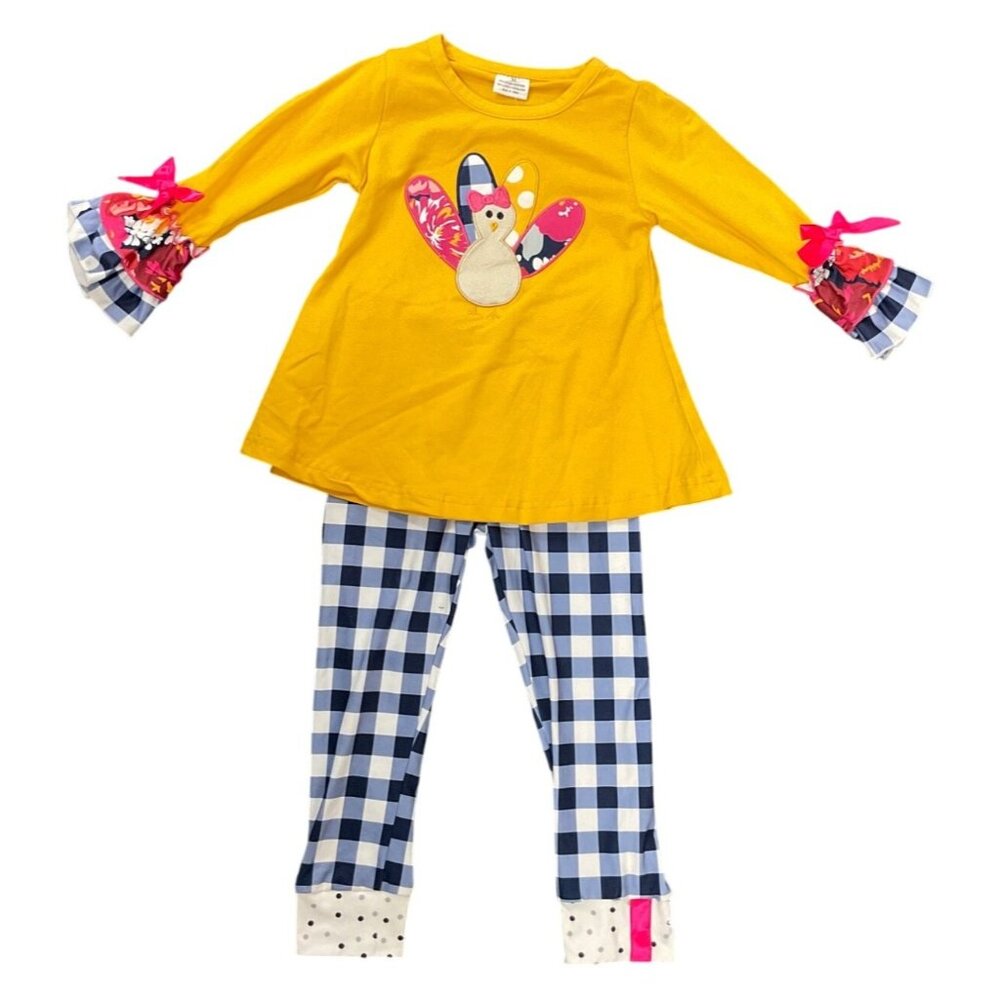 Patchwork Applique Turkey Set Pants and Shirt 18-24 Month
